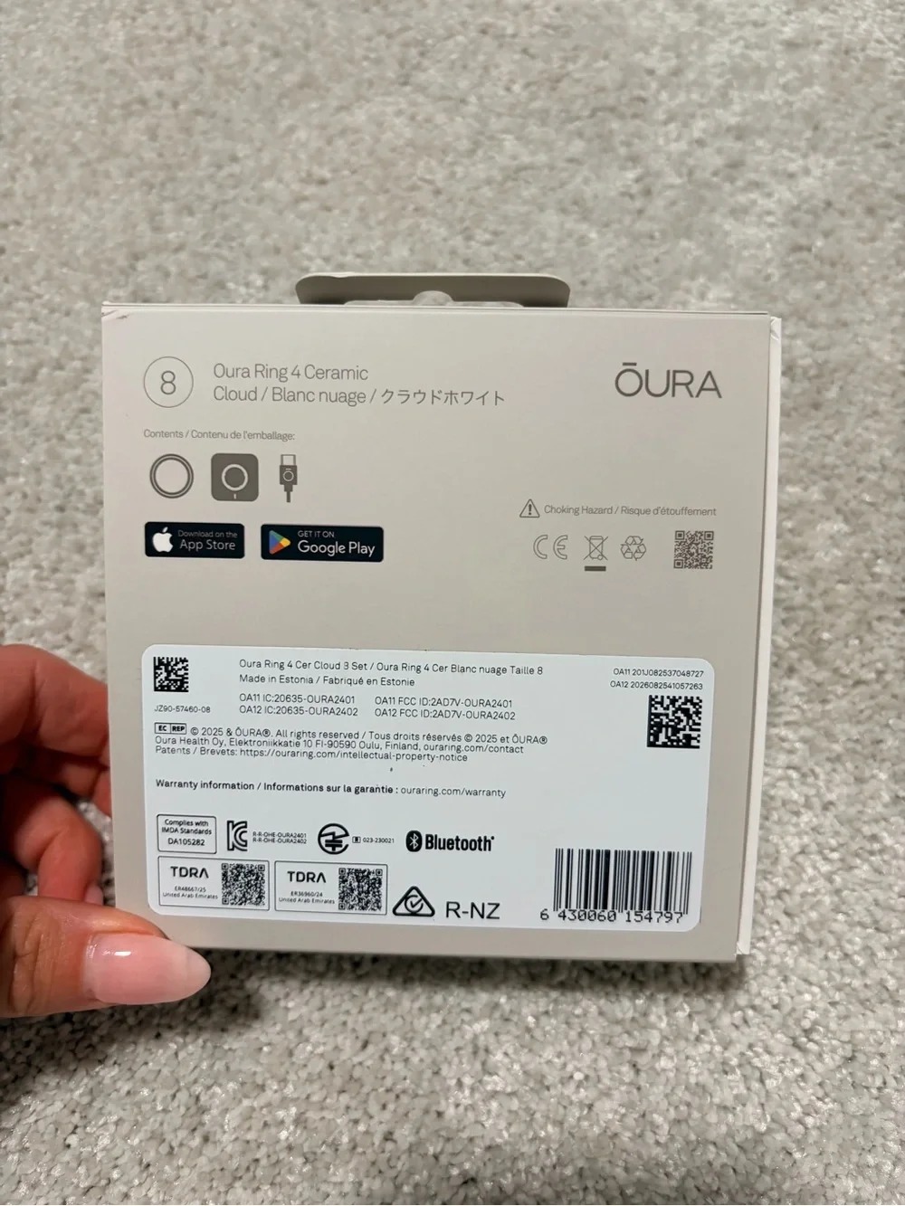 Oura White Ceramic Ring Box - Size 8